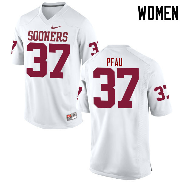 Women Oklahoma Sooners #37 Kyle Pfau College Football Jerseys Game-White - Click Image to Close